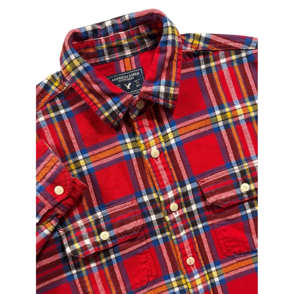 American Eagle Men's‎ Plaid Flannel Shirt L/S Medium Multicolor -1005